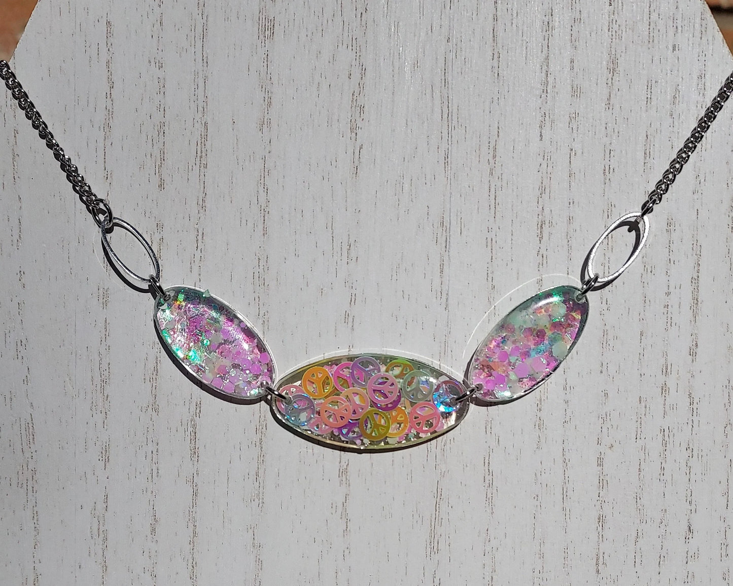 Peace Sign Glitter Necklace (Glow in the Dark) #1