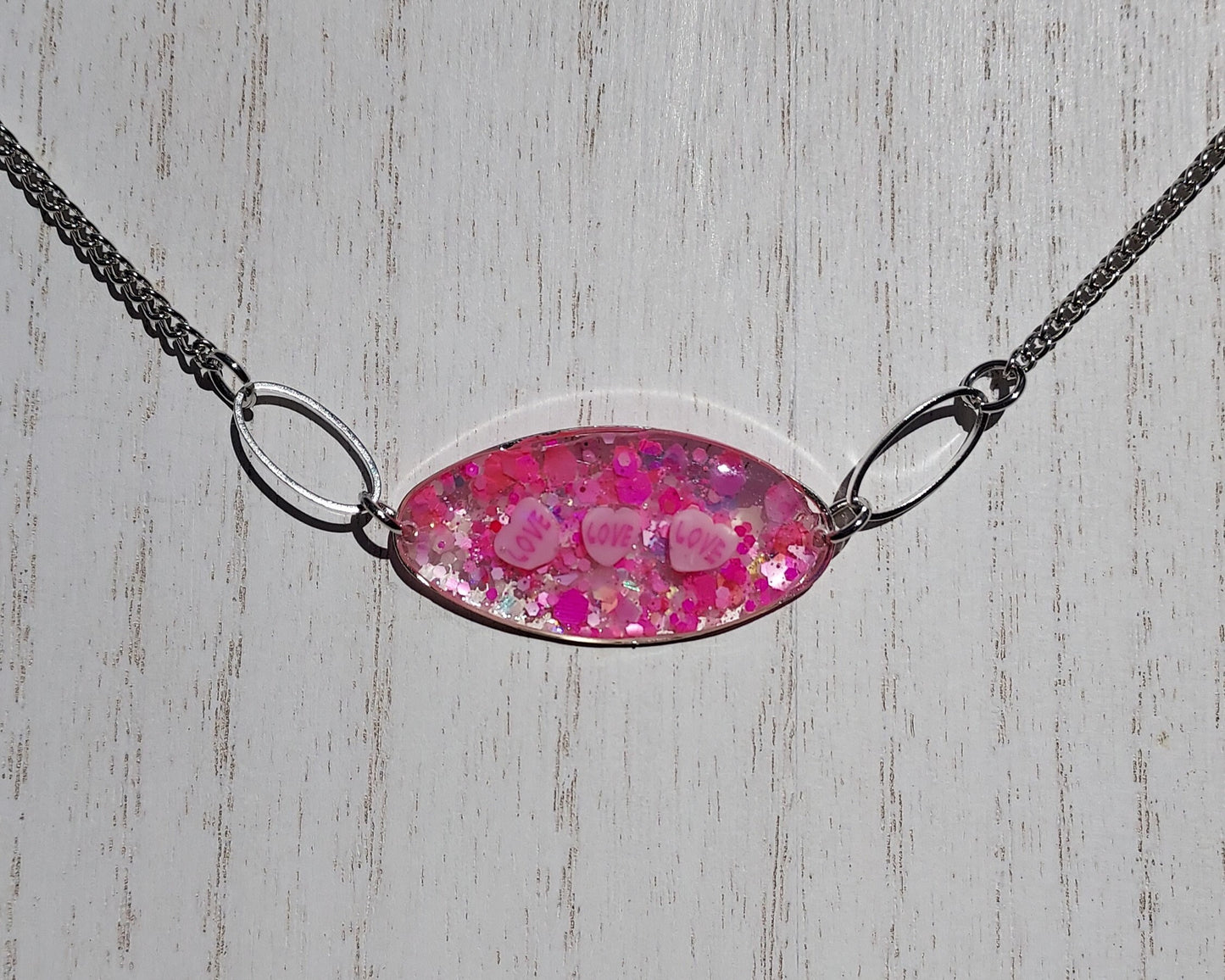 Valentine Hearts & Glitter Necklace (Glow in the Dark) #2