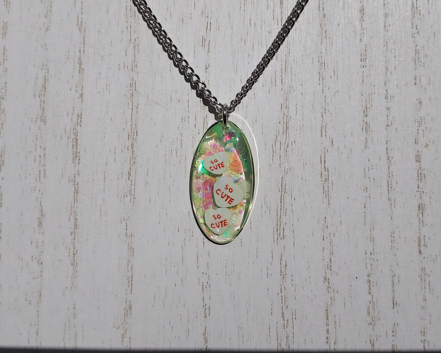 Valentine Hearts & Glitter Necklace (Glow in the Dark) #1