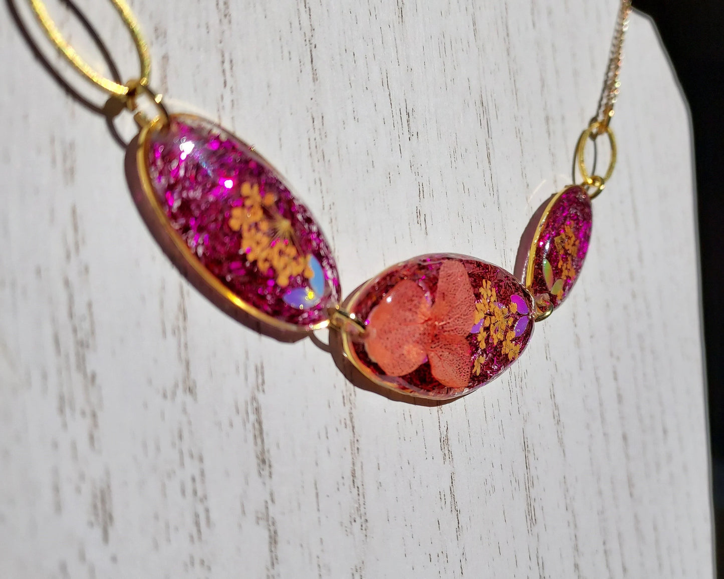 Flowers & Glitter Necklace #1