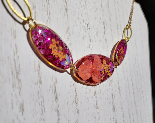 Flowers & Glitter Necklace #1