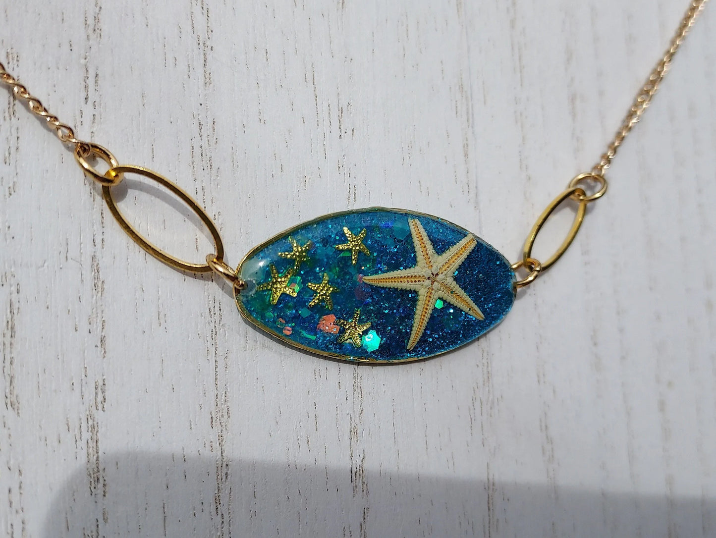 Starfish & Glitter Necklace #1