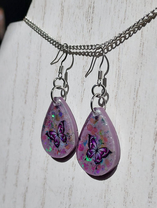 Butterflies & Glitter Earrings #4