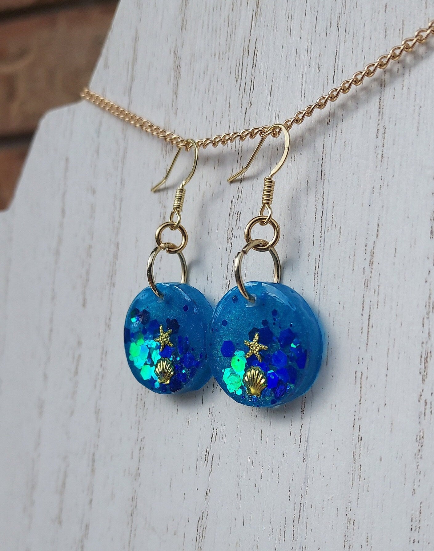Starfish & Glitter Earrings #1