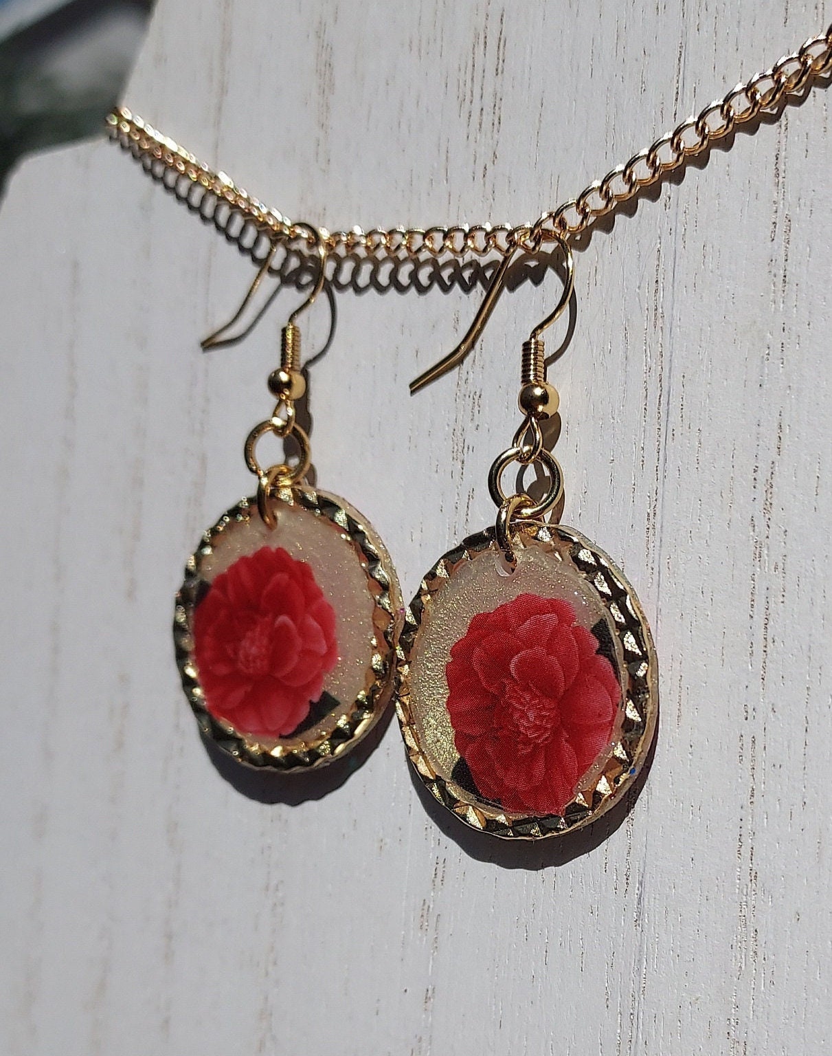 Floral Glitter Earrings #1