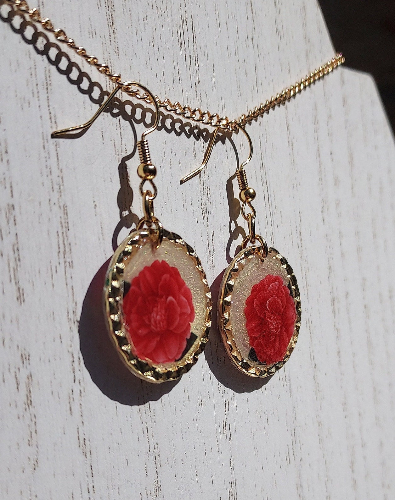Floral Glitter Earrings #1