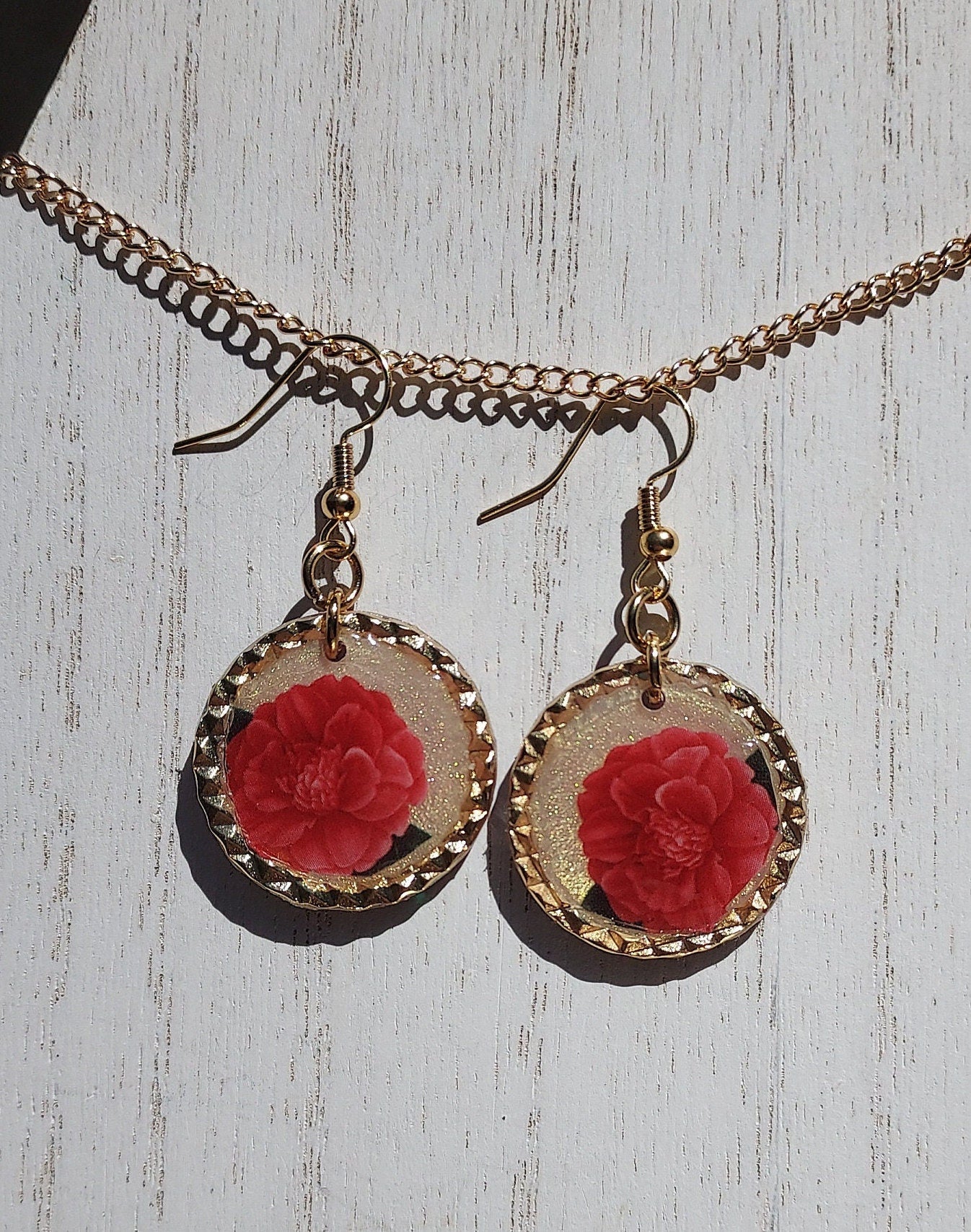 Floral Glitter Earrings #1