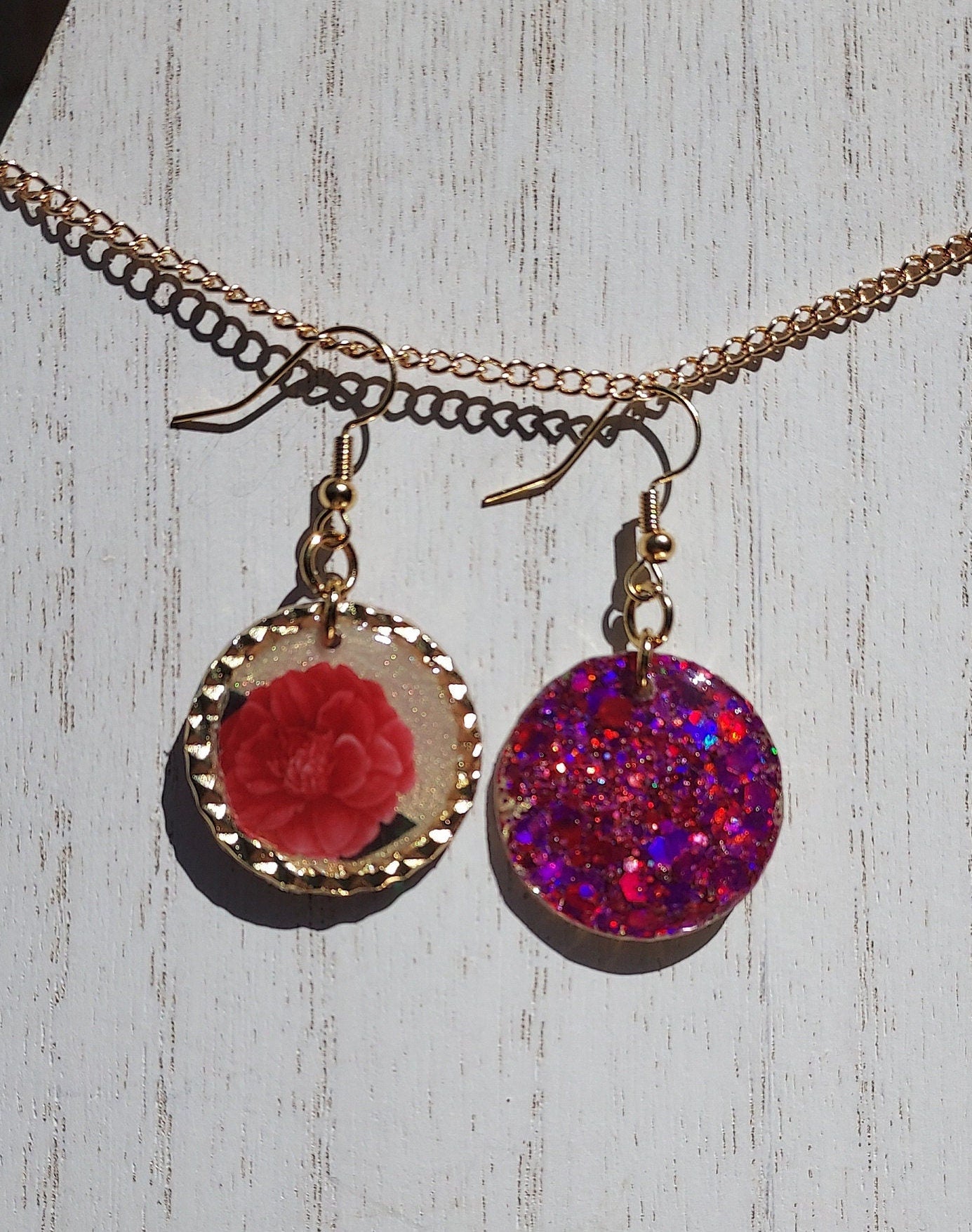 Floral Glitter Earrings #1