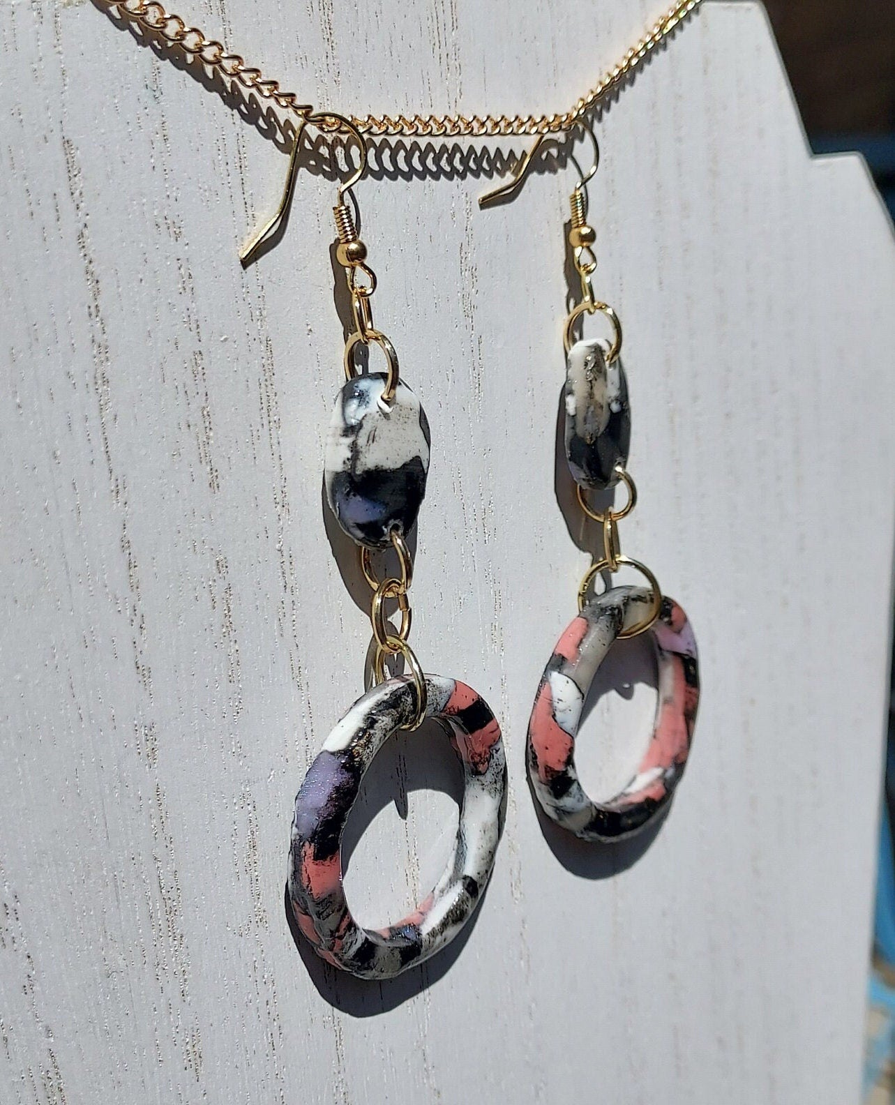 Pink Noir Clay Earrings #1