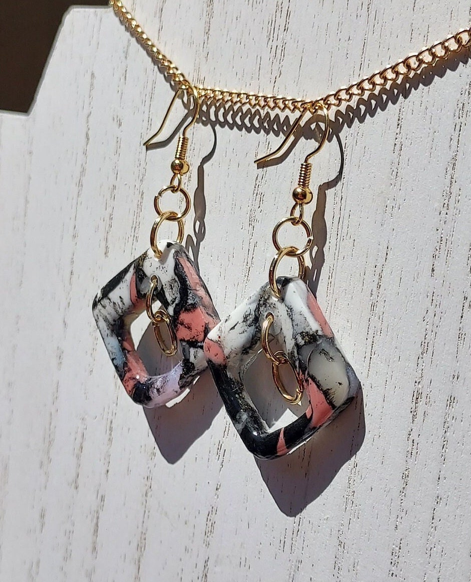 Pink Noir Clay Earrings #3