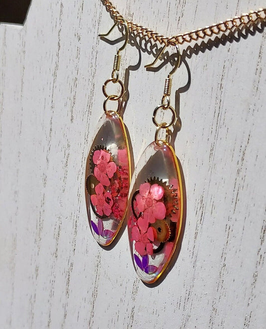 Flowers & Gears Earrings #1